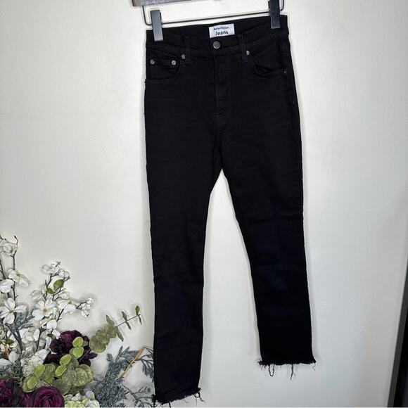 REFORMATION Riley Jeans Black Raw Hem High Rise Skinny {ZZ49} - Picture 2 of 5